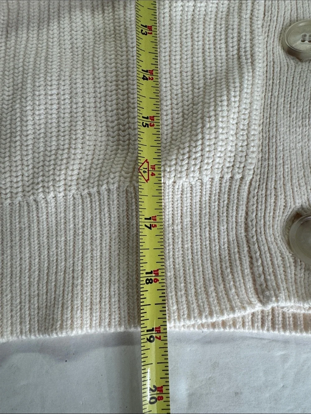 LOFT Cream Ribbed slouchy cropped cardigan S cotton casual fall winter neutral
